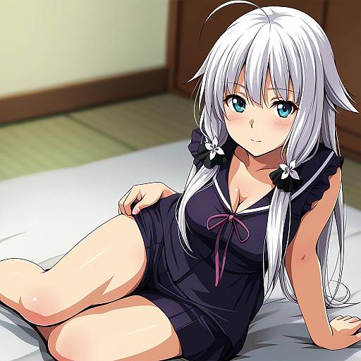 Illustration of Anceril sacred, shirokami project in the style of Matsunaga kouyou