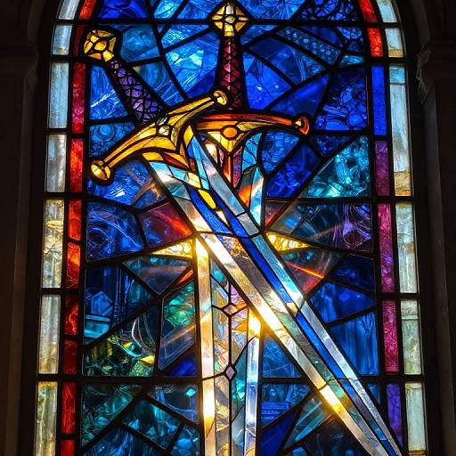 Vibrant Stained Glass Fantasy Sword