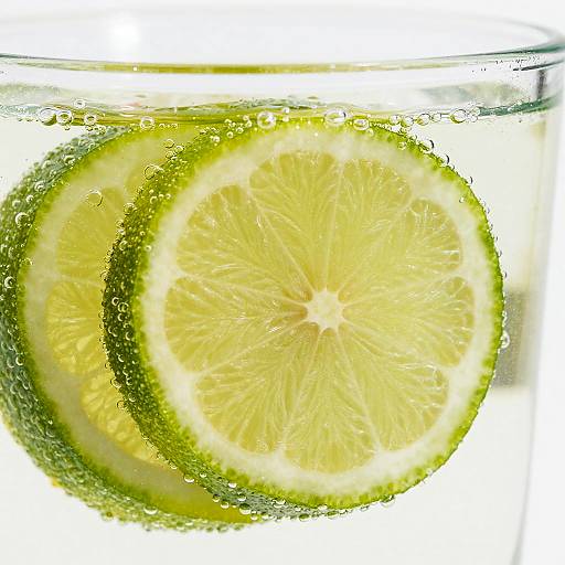 Close-Up of Lime Slices in Glass