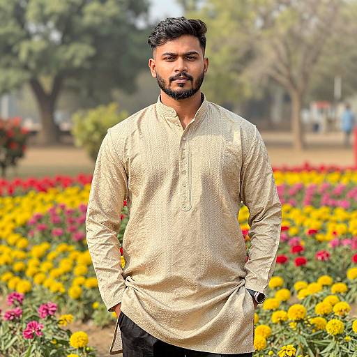 Handsome Indian Man in Traditional Kurtta