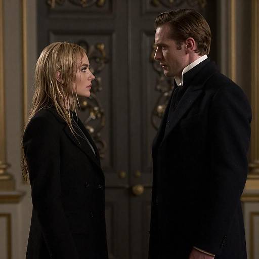 Serious Couple in Ornate Dim Light