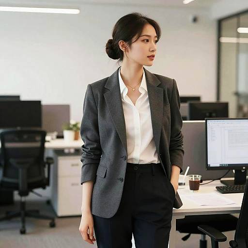 Young Professional with Low Bun Hairstyle