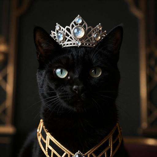 Noir Black Cat with Moonstone Crown