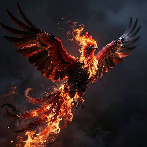 Fiery Phoenix in Majestic Flight