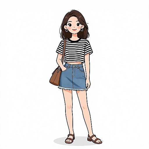 Smiling Woman in Casual Chic Outfit