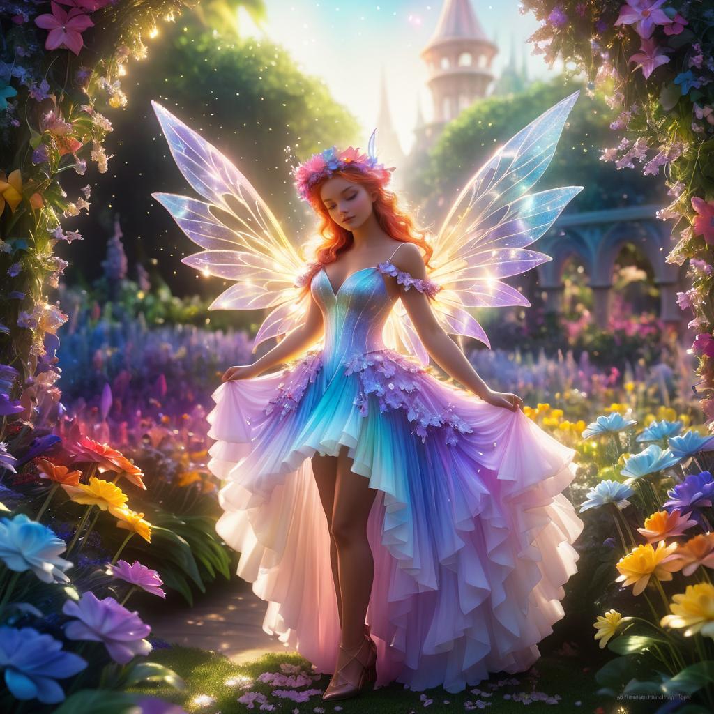 Charming Fairy in a Vibrant Garden