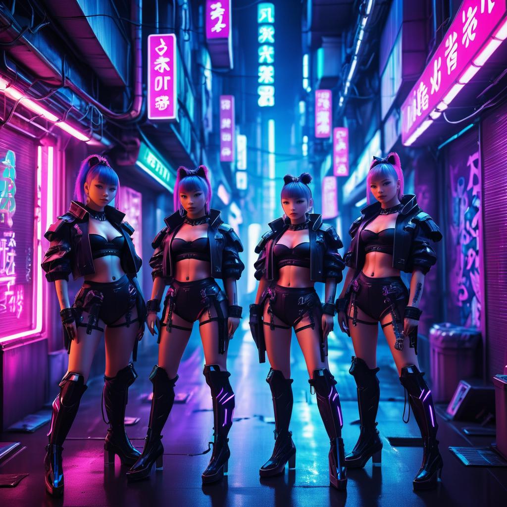 Futuristic Alien Warriors in Neon Tokyo