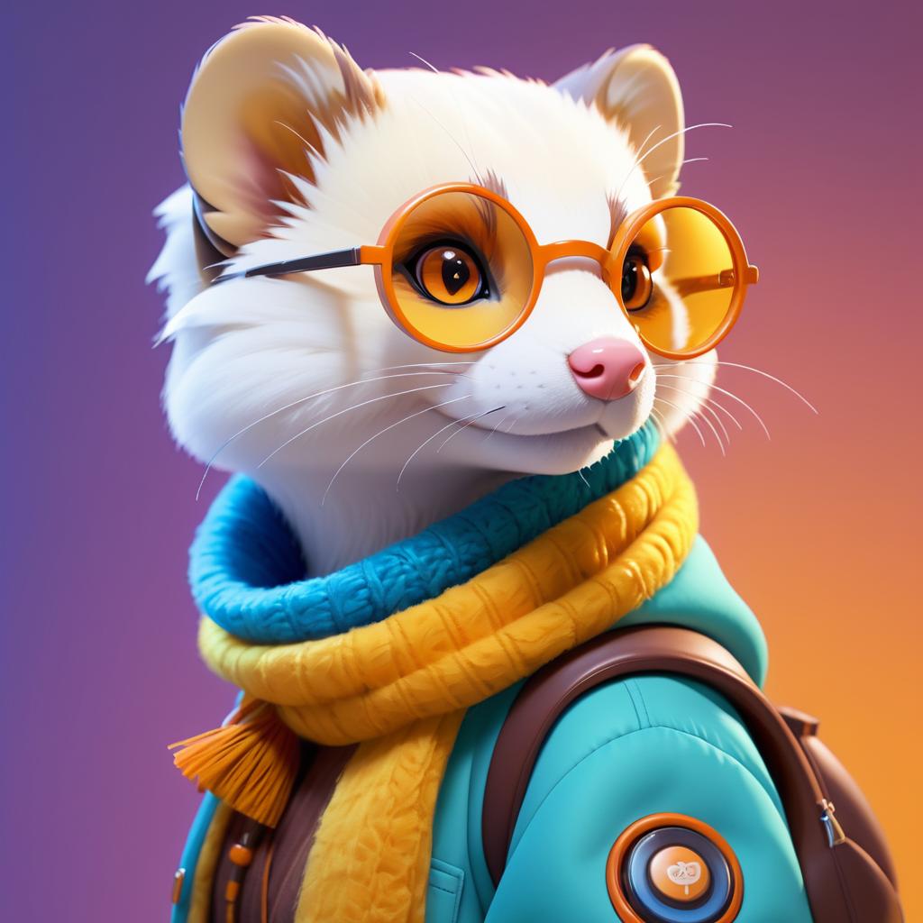 Vibrant Profile of a Ferret Character