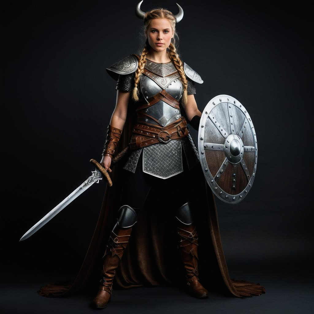 Fierce Shieldmaiden in Viking Armor