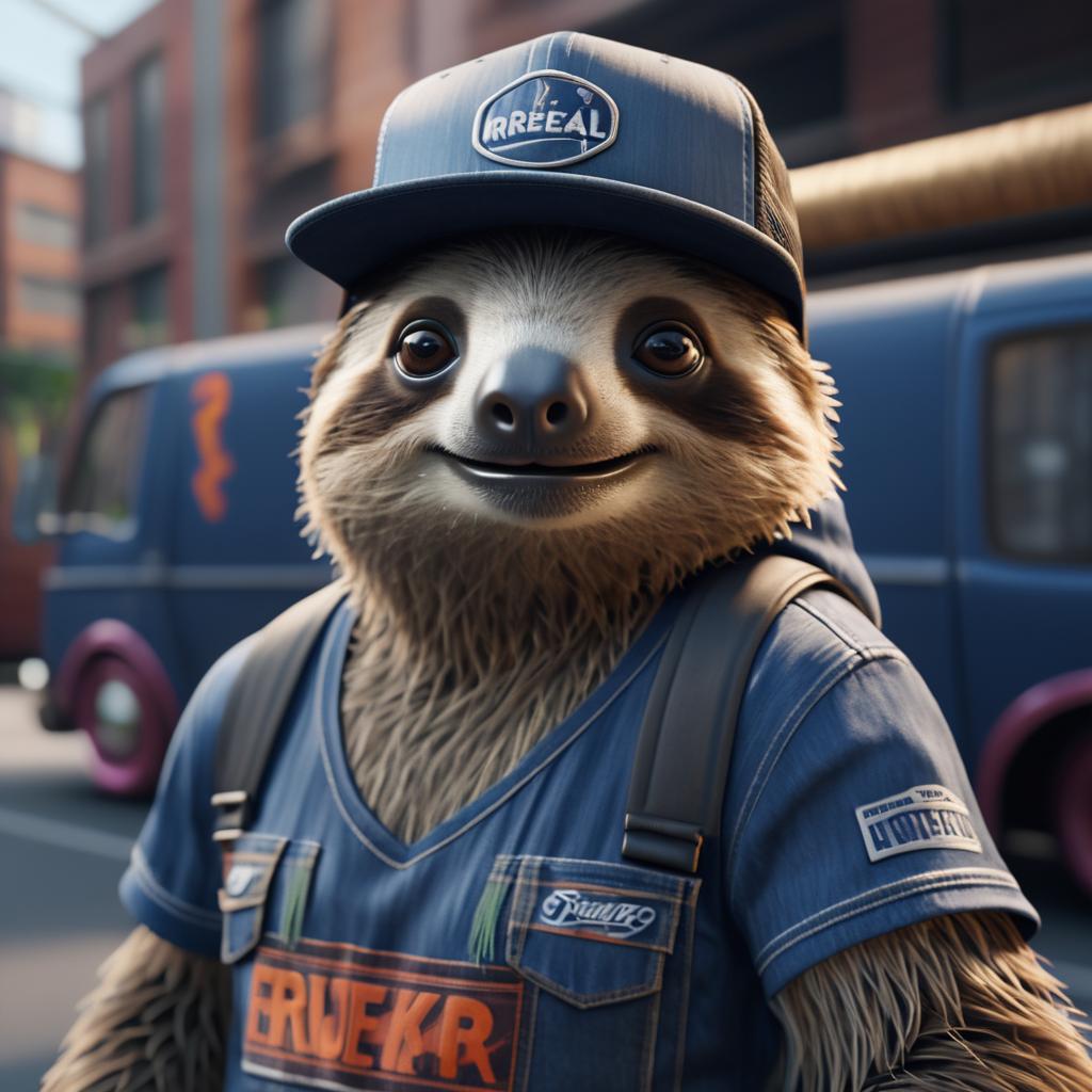 Trendy Sloth in Urban Trucker Hat