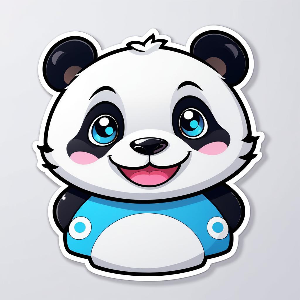 Adorable Cartoon Panda Sticker Design