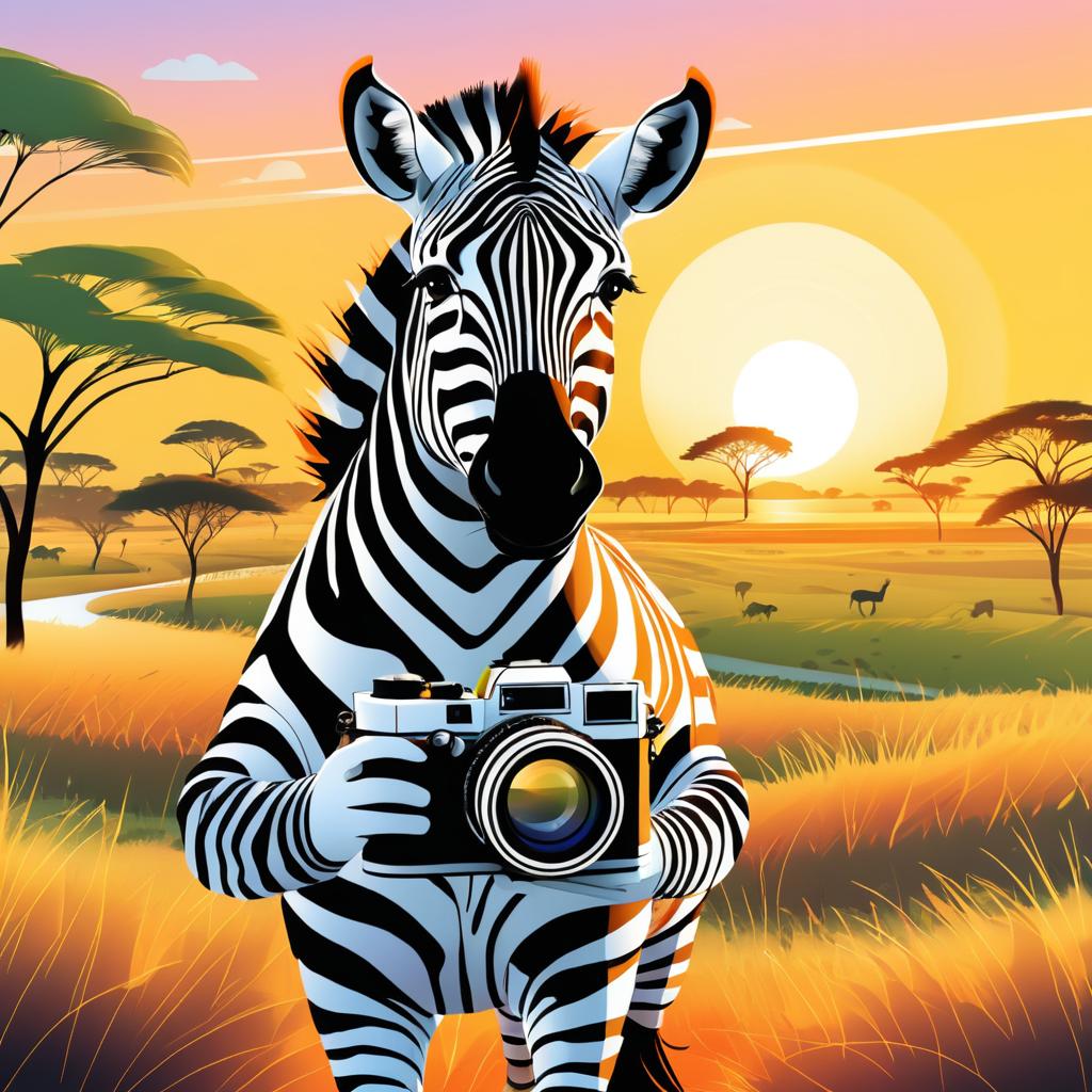 Zebra Photographer at Sunset Safari