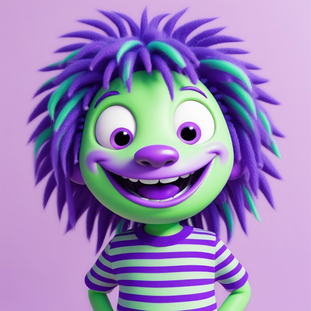 Cheerful Purple Monster in 3D Animation