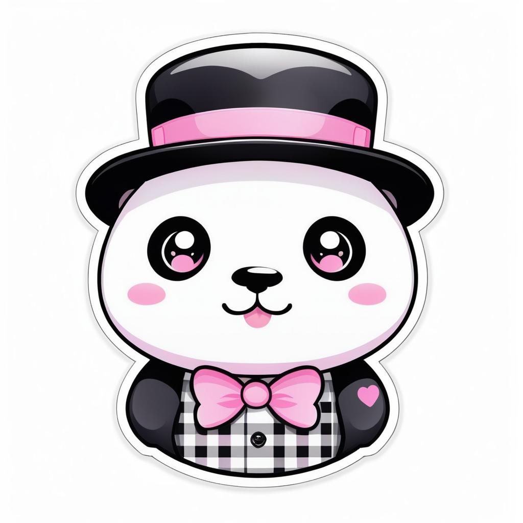 Cute Kawaii Panda Die-Cut Sticker Design