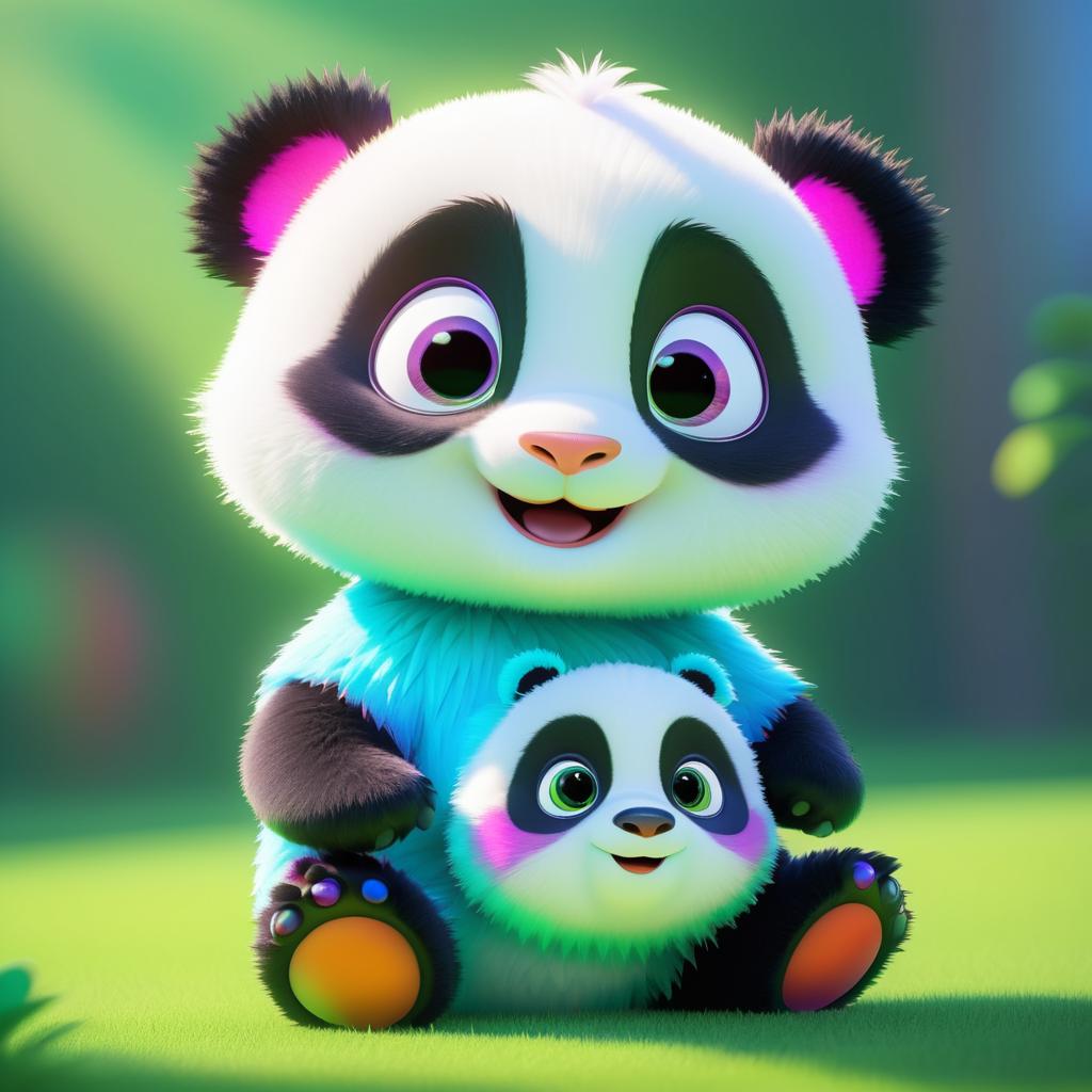 Adorable Pixar-Style Baby Panda Illustration