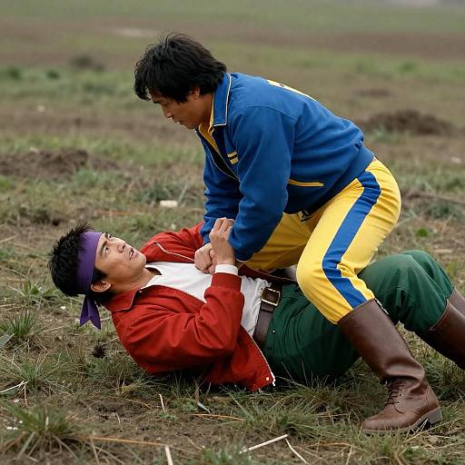 Vintage Film Action Scene of Two Men