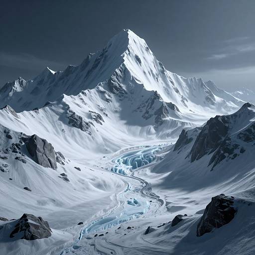Cyberpunk Frozen Mountain Landscape