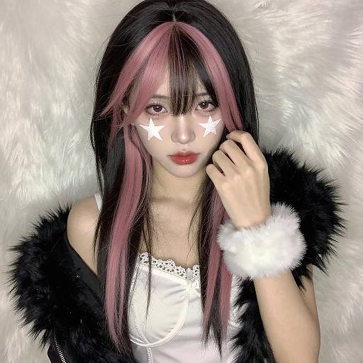 Star-Faced Portrait with Pink Streaks