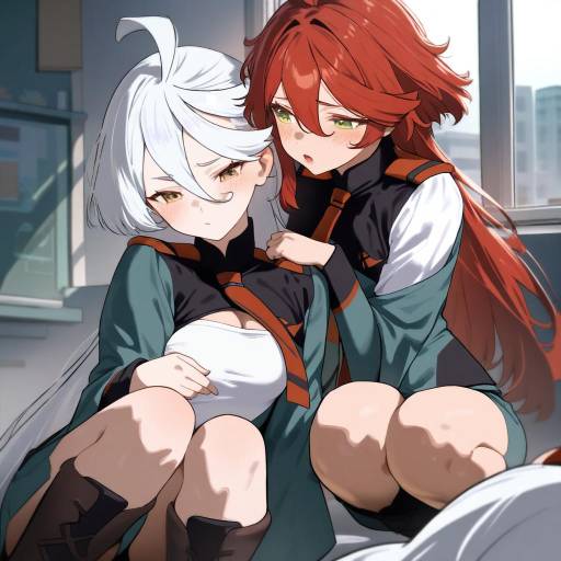 Schoolgirls in Colorful Uniforms and Expressions