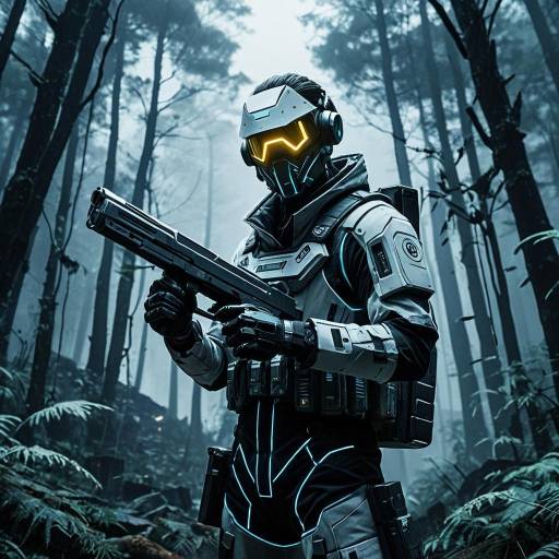 Cybernetic Scout in Futuristic Forest