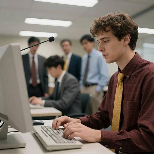 Office Scene with Man Typing