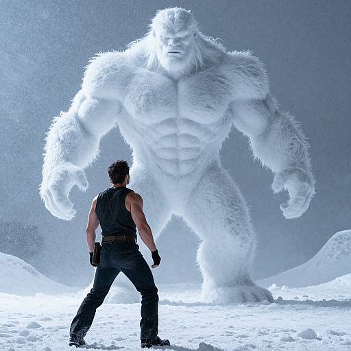 Muscular Man vs Snow Creature
