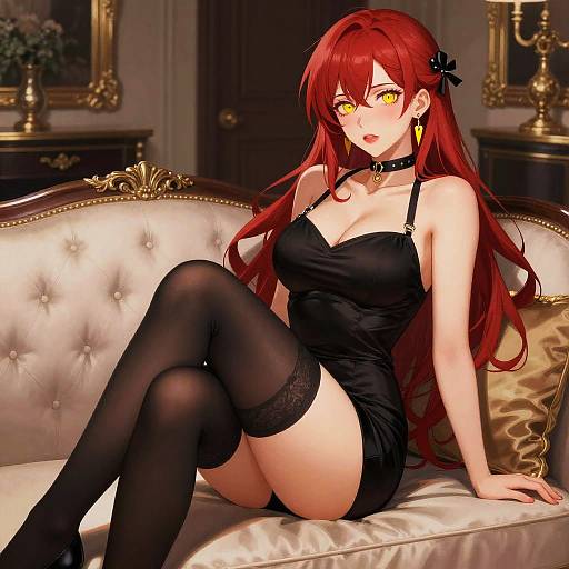 Seductive Mature Redhead on Luxury Sofa