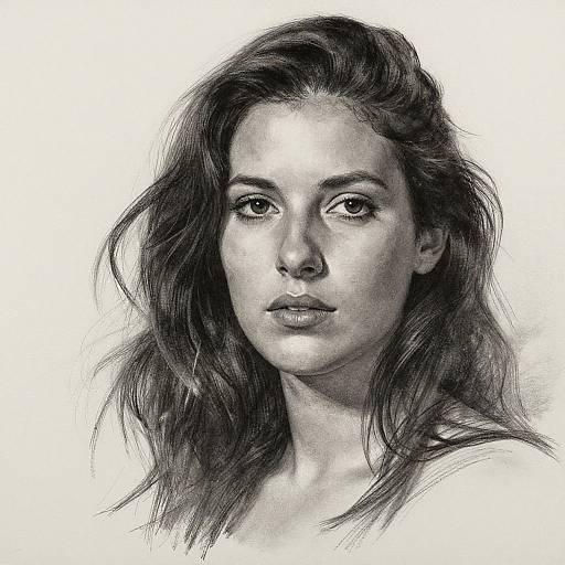 Detailed Charcoal Portrait of Woman