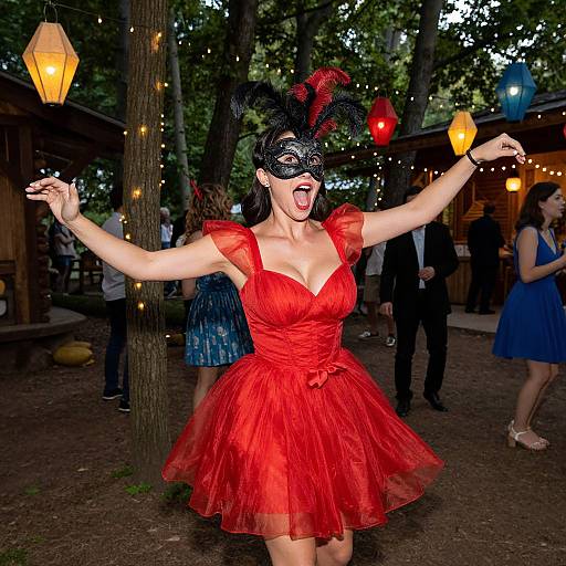 Woman Dancing at Summer Masquerade