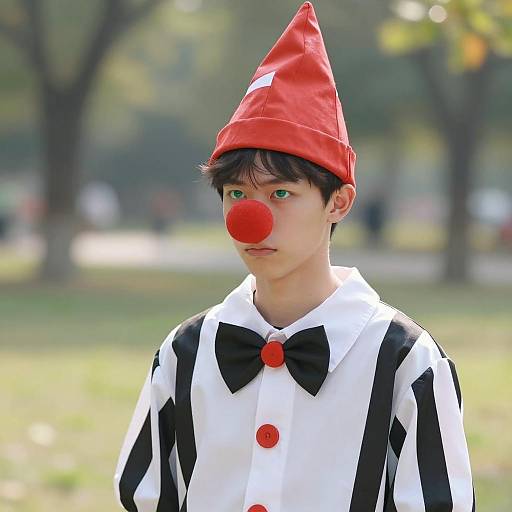Young Person in Clown Costume Outdoors