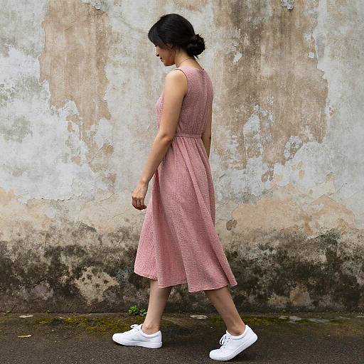 Woman Walking Away in Dusty Rose Dress