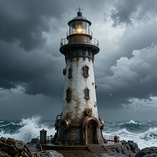 Futuristic Steampunk Lighthouse Scene