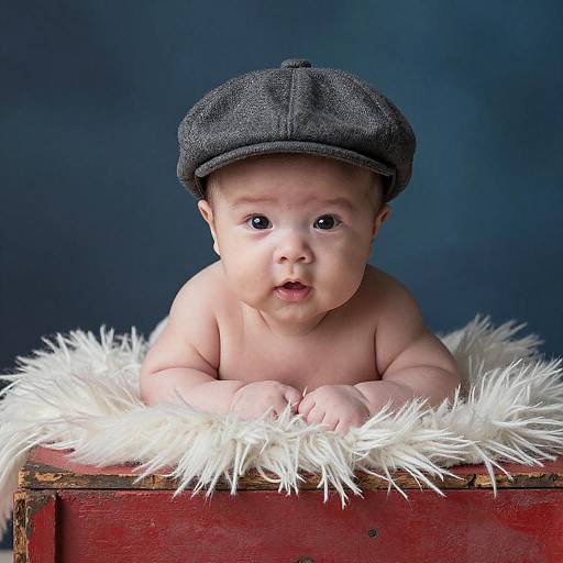 Charming Baby Portrait on Rustic Box