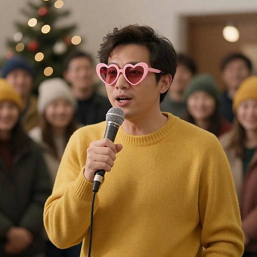 Festive Speaker in Heart-Shaped Sunglasses