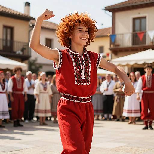 Cheerful Greek Traditional Dancer Boy