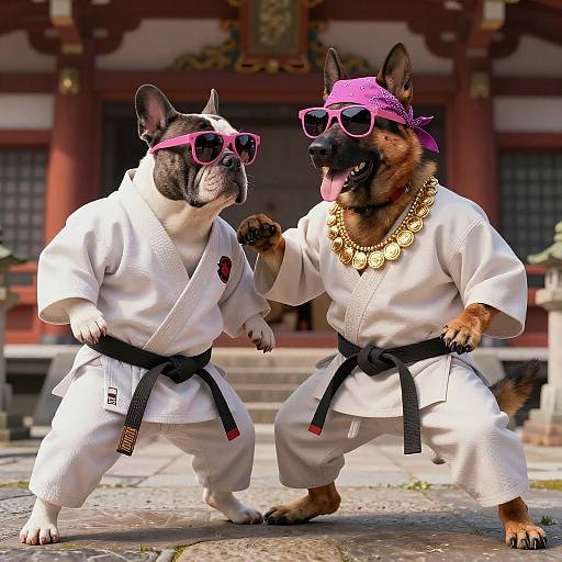 Karate Duel: Bulldog vs Shepherd Showdown