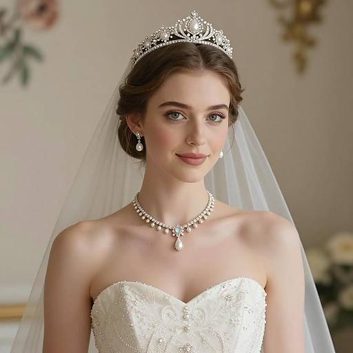 Elegant Bridal Portrait with Floral Background