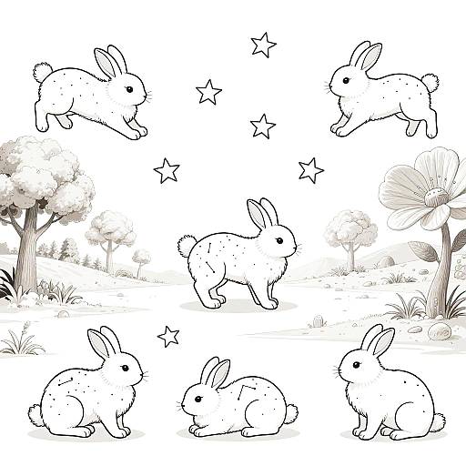 Surreal Celestial Cat and Bunny Art