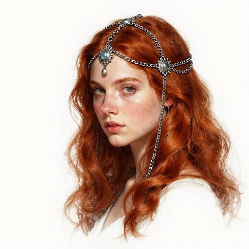 Intricate Redhead Line Art Portrait