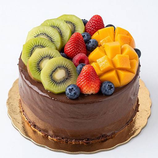 Glistening Chocolate Fruit Basket Cake