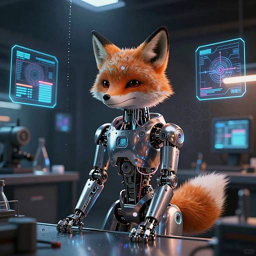 Synthwave Robotic Fox Engineer Scene