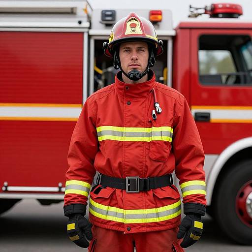 Firefighter in Red Uniform