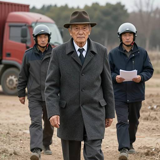Scene of Three Men in a Field
