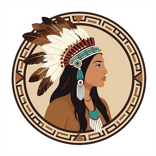 Native American Warrior Woman Vector Illustration