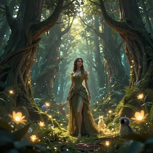 Mythical Forest Guardian Meduaa in Enchanted Woodland