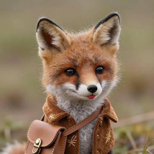 Macro Felted Wool Fox Portrait