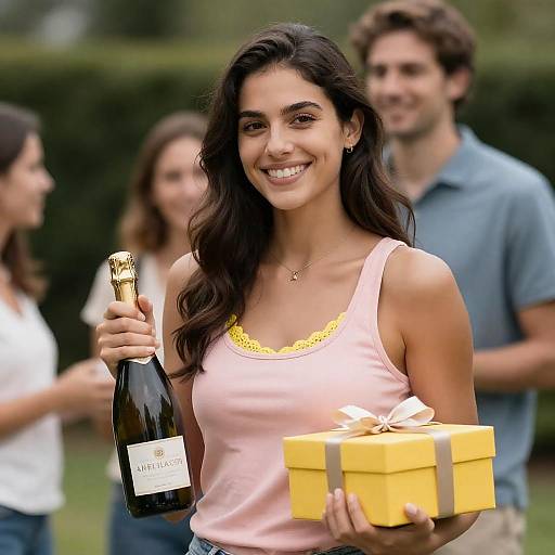 Joyful Celebration with Champagne and Gifts