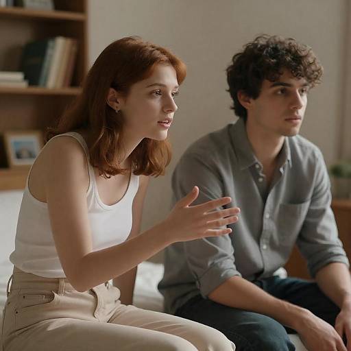 Intimate Moment: Young Couple on Bed