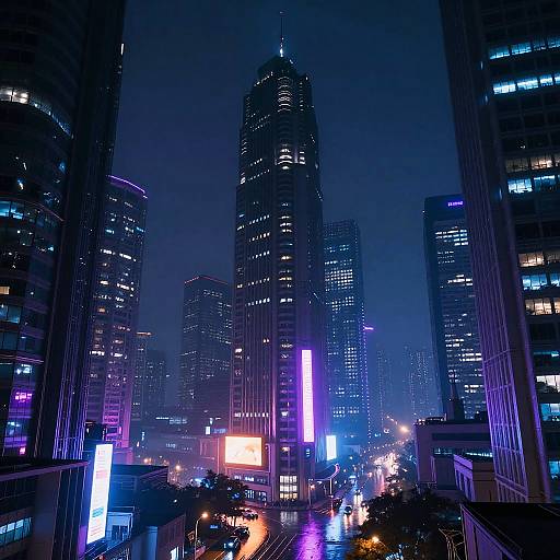 Futuristic Cyberpunk Elongated Cityscape
