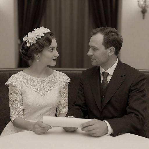 Sepia Vintage Couple in Elegant Interior